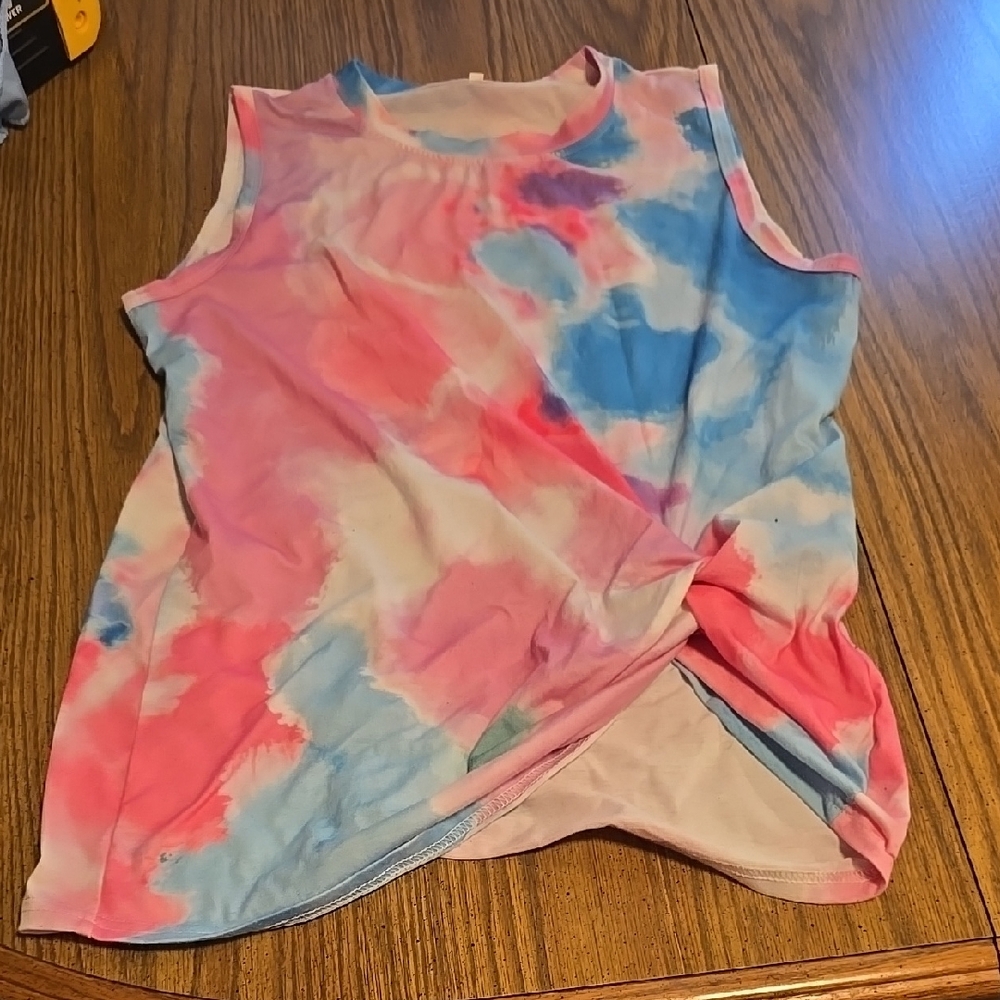 Tie-Dye Sleeveless Top - Pink and Blue